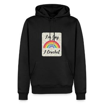 Ich bin schwul Ich häkele handwerklich enthusiast kursiv kunstvoll - Männer Premium Bio Hoodie - Schwarz - Vorne - Nico (187cm)