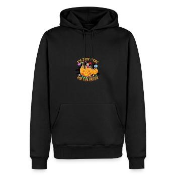 Je suis juste ici pour les bonbons - halloween savoureux - Sweat à capuche Premium bio Homme - noir - Devant - Nico (187cm)