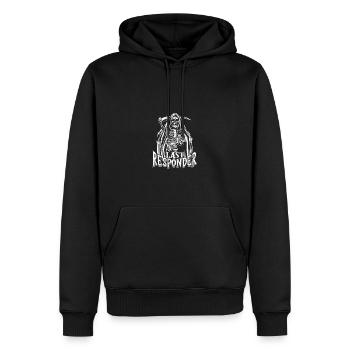 Last Responder - Skelett Halloween - Männer Premium Bio Hoodie - Schwarz - Vorne - Nico (187cm)