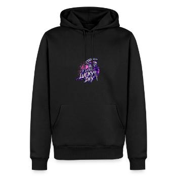 C’est votre jour de chance - truc ou friandise - Sweat à capuche Premium bio Homme - noir - Devant - Nico (187cm)