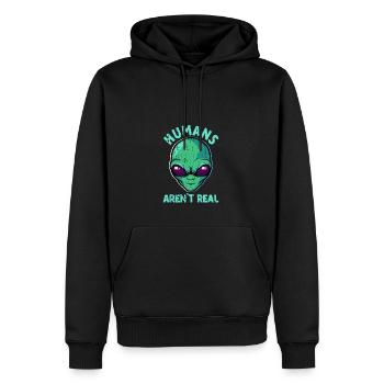 Les humains ne sont pas réels - effrayants - Sweat à capuche Premium bio Homme - noir - Devant - Nico (187cm)