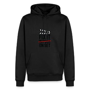 Fix it In post On set - montage vidéo - Sweat à capuche Premium bio Homme - noir - Devant - Nico (187cm)