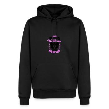 Never underestimate a woman with a new hip - - Men’s Premium Organic Hoodie - black - Front - Nico (187cm)