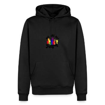 Wir sind alle Menschen - Solidarität - Männer Premium Bio Hoodie - Schwarz - Vorne - Nico (187cm)