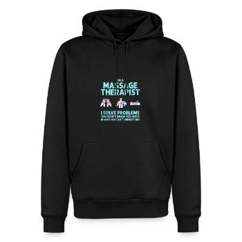 Ich bin ein Masseur Ich löse Probleme Sie - Männer Premium Bio Hoodie - Schwarz - Vorne - Nico (187cm)