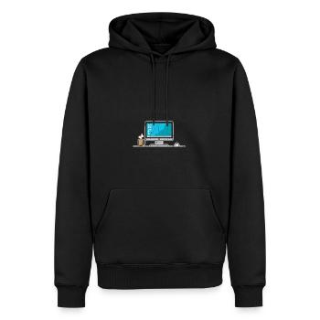 C’est drôle comme quand j’entre dans la pièce l’ordinateur - Sweat à capuche Premium bio Homme - noir - Devant - Nico (187cm)