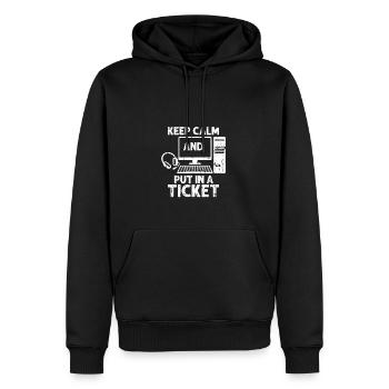 Keep calm and put in a ticket - information - Men’s Premium Organic Hoodie - black - Front - Nico (187cm)