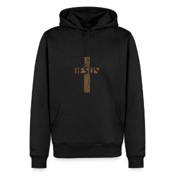 Laissez-moi vous parler de mon Jésus - catholique - Sweat à capuche Premium bio Homme - noir - Devant - Nico (187cm)