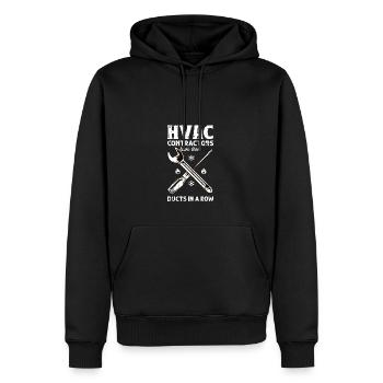HLK-Bauunternehmer haben ihre Kanäle in einer Reihe - Werkzeuge - Männer Premium Bio Hoodie - Schwarz - Vorne - Nico (187cm)