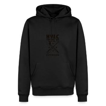 HLK-Bauunternehmer haben ihre Kanäle in einer Reihe - - Männer Premium Bio Hoodie - Schwarz - Vorne - Nico (187cm)