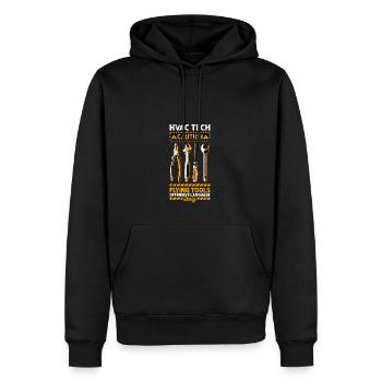 HVAC Tech Caution Flugwerkzeuge beleidigende Sprache - Männer Premium Bio Hoodie - Schwarz - Vorne - Nico (187cm)
