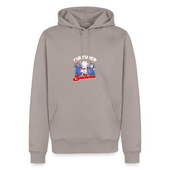 Cultured Bacteria - microbiology - Men’s Premium Organic Hoodie - taupe - Front - Nico (187cm)