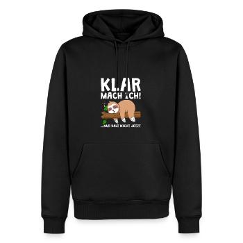 Faultier Klar Mach Ich Nur Halt Nicht Jetzt, - Männer Premium Bio Hoodie - Schwarz - Vorne - Nico (187cm)