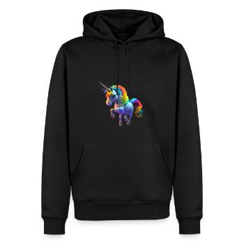 La jolie petite licorne vous cherche 2 - Sweat à capuche Premium bio Homme - noir - Devant - Nico (187cm)