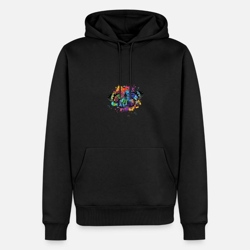 Rainbow Butterfly - arc-en-ciel - Sweat à capuche Premium bio Homme - noir