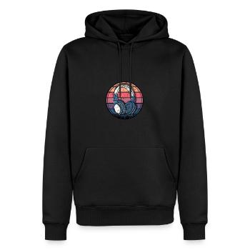 Casque avec fond de couleur rétro - DJ - Sweat à capuche Premium bio Homme - noir - Devant - Nico (187cm)