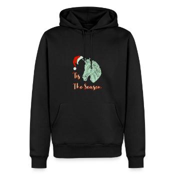Licorne Père Noël, drôle C’est la saison - Sweat à capuche Premium bio Homme - noir - Devant - Nico (187cm)