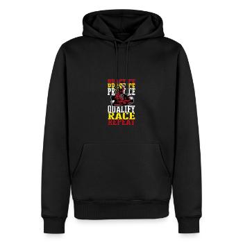 Practice Qualify Race Repeat - racer - Men’s Premium Organic Hoodie - black - Front - Nico (187cm)