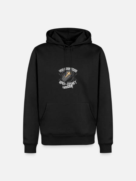 Du siehst gut aus Offener Sarg Gut - Tod - Männer Premium Bio Hoodie - Schwarz