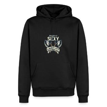 Sei kein Axtloch - Holz - Männer Premium Bio Hoodie - Schwarz - Vorne - Nico (187cm)