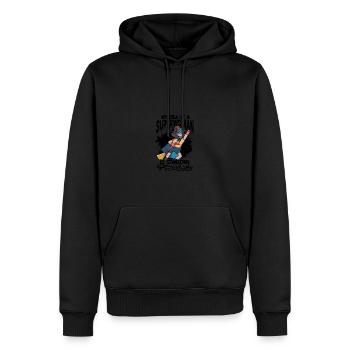 Meine Vorstellung von einer Superfrau ist jemand, der schrubbt - Männer Premium Bio Hoodie - Schwarz - Vorne - Nico (187cm)