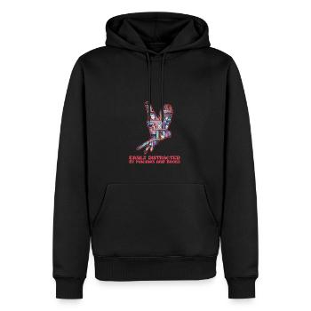 Leicht abgelenkt von Aras und Büchern - Bücher - Männer Premium Bio Hoodie - Schwarz - Vorne - Nico (187cm)