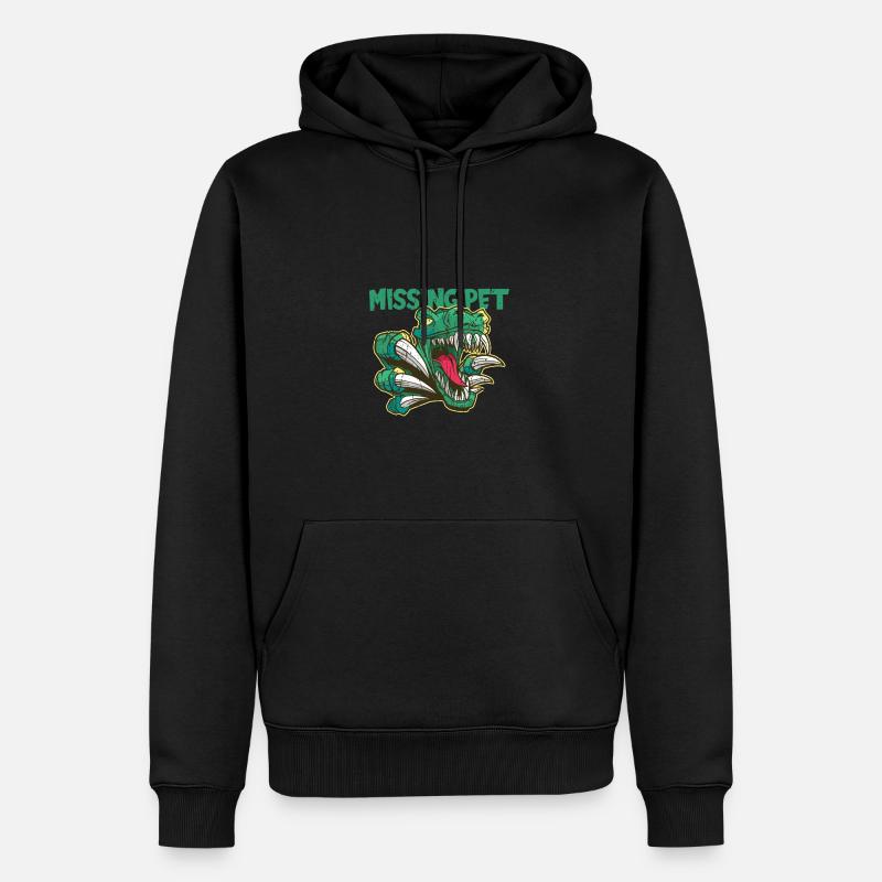 Missing Pet - Dinosaurier - Männer Premium Bio Hoodie - Schwarz