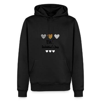 Ew, Saint-Valentin, Cœurs, Léopard, Rayures, Points - Sweat à capuche Premium bio Homme - noir - Devant - Nico (187cm)