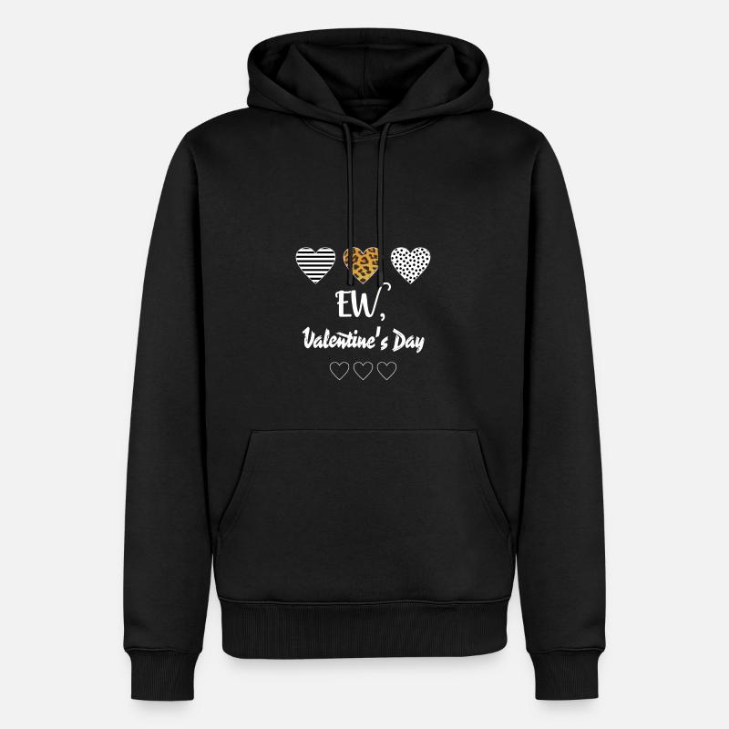 Saint-Valentin, Ew, Cœurs, Léopard, Rayures, Points - Sweat à capuche Premium bio Homme - noir