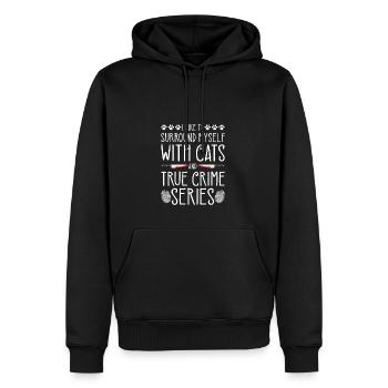 True Crime Series and Cats, Murder Show Junkie - Sweat à capuche Premium bio Homme - noir - Devant - Nico (187cm)
