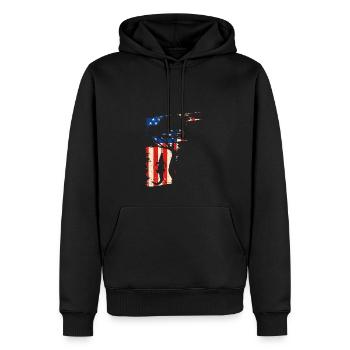 Alligator Hunter American Flag Graphic, Gator - Männer Premium Bio Hoodie - Schwarz - Vorne - Nico (187cm)