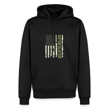 Alligator Hunter American Flag, Patriotic Gator - Männer Premium Bio Hoodie - Schwarz - Vorne - Nico (187cm)