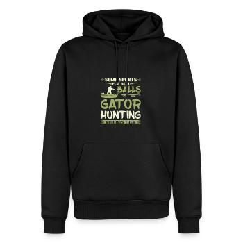 Gator Hunting Requires Balls, Funny Alligator - Männer Premium Bio Hoodie - Schwarz - Vorne - Nico (187cm)