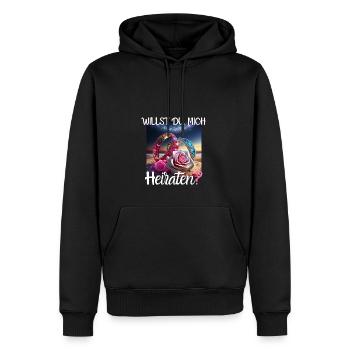 Heiratsantrag für Hochzeit oder Verlobung - - Männer Premium Bio Hoodie - Schwarz - Vorne - Nico (187cm)