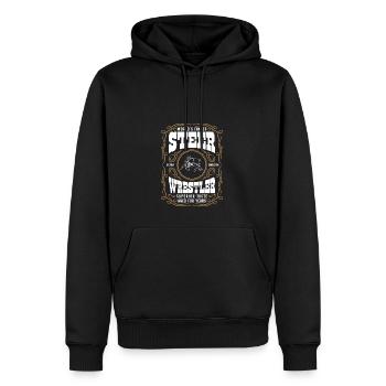 Worlds Finest Steer Wrestler Label, Rodeo Cowboy - Männer Premium Bio Hoodie - Schwarz - Vorne - Nico (187cm)