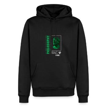 Philiosophy Streetwear - Männer Premium Bio Hoodie - Schwarz - Vorne - Nico (187cm)