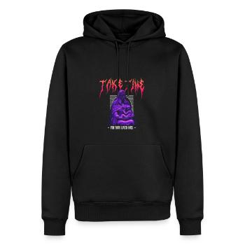 Take Time Streetwear - Männer Premium Bio Hoodie - Schwarz - Vorne - Nico (187cm)