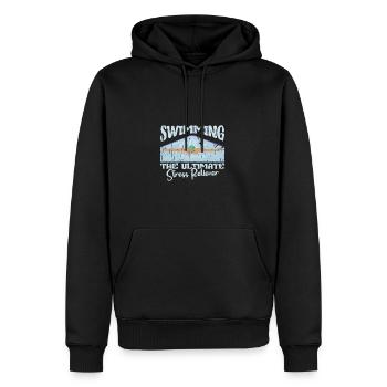 La natation : le soulagement du stress par excellence - Natation - Sweat à capuche Premium bio Homme - noir - Devant - Nico (187cm)