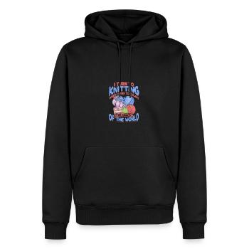 Ich drehe das Stricken, wenn ich dem Chaos entfliehen muss - Männer Premium Bio Hoodie - Schwarz - Vorne - Nico (187cm)