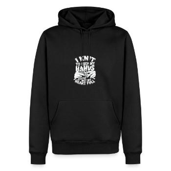 I knit to keep my hands busy, but my heart full - - Men’s Premium Organic Hoodie - black - Front - Nico (187cm)