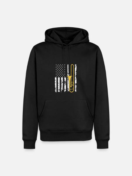 Trombone Instrument American Flag, Patriotic - Männer Premium Bio Hoodie - Schwarz