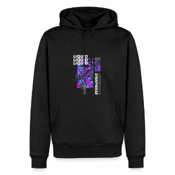 Liquid Urban Streetwear - Männer Premium Bio Hoodie - Schwarz - Vorne - Nico (187cm)