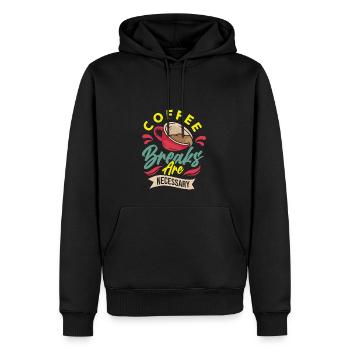 Coffee Breaks are Necessary - Männer Premium Bio Hoodie - Schwarz - Vorne - Nico (187cm)