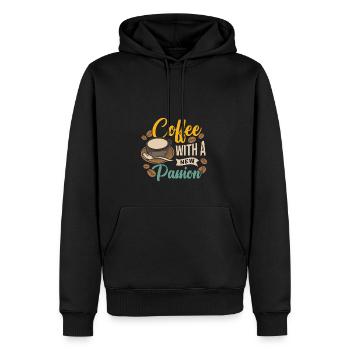 Coffee with Passion - Männer Premium Bio Hoodie - Schwarz - Vorne - Nico (187cm)