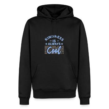 Kindness is cool - Männer Premium Bio Hoodie - Schwarz - Vorne - Nico (187cm)