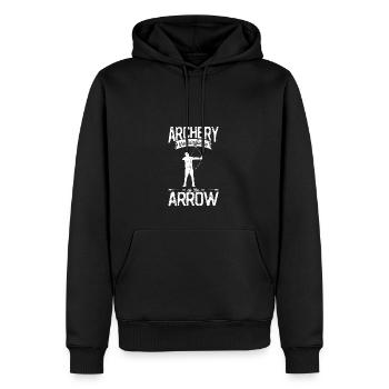 Bogenschießen, die Sprache des Pfeils - Bogenschießen - Männer Premium Bio Hoodie - Schwarz - Vorne - Nico (187cm)