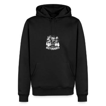 Liebe die Natur - Glamping - Männer Premium Bio Hoodie - Schwarz - Vorne - Nico (187cm)