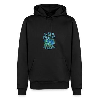 Rette den Planeten, lass den Plastik fallen - Plastik - Männer Premium Bio Hoodie - Schwarz - Vorne - Nico (187cm)
