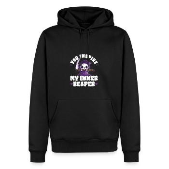 Funny Grim Reaper, Inspire My Inner Reaper, Goth - Männer Premium Bio Hoodie - Schwarz - Vorne - Nico (187cm)