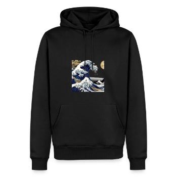 Kanagawa Waves Aesthetic Japanese Art - Men’s Premium Organic Hoodie - black - Front - Nico (187cm)